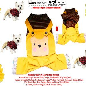 Ambaby Cute Small 4-Leg Dog Jumpsuit Pet Dog Clothes Puppy Overall Striped Shirt